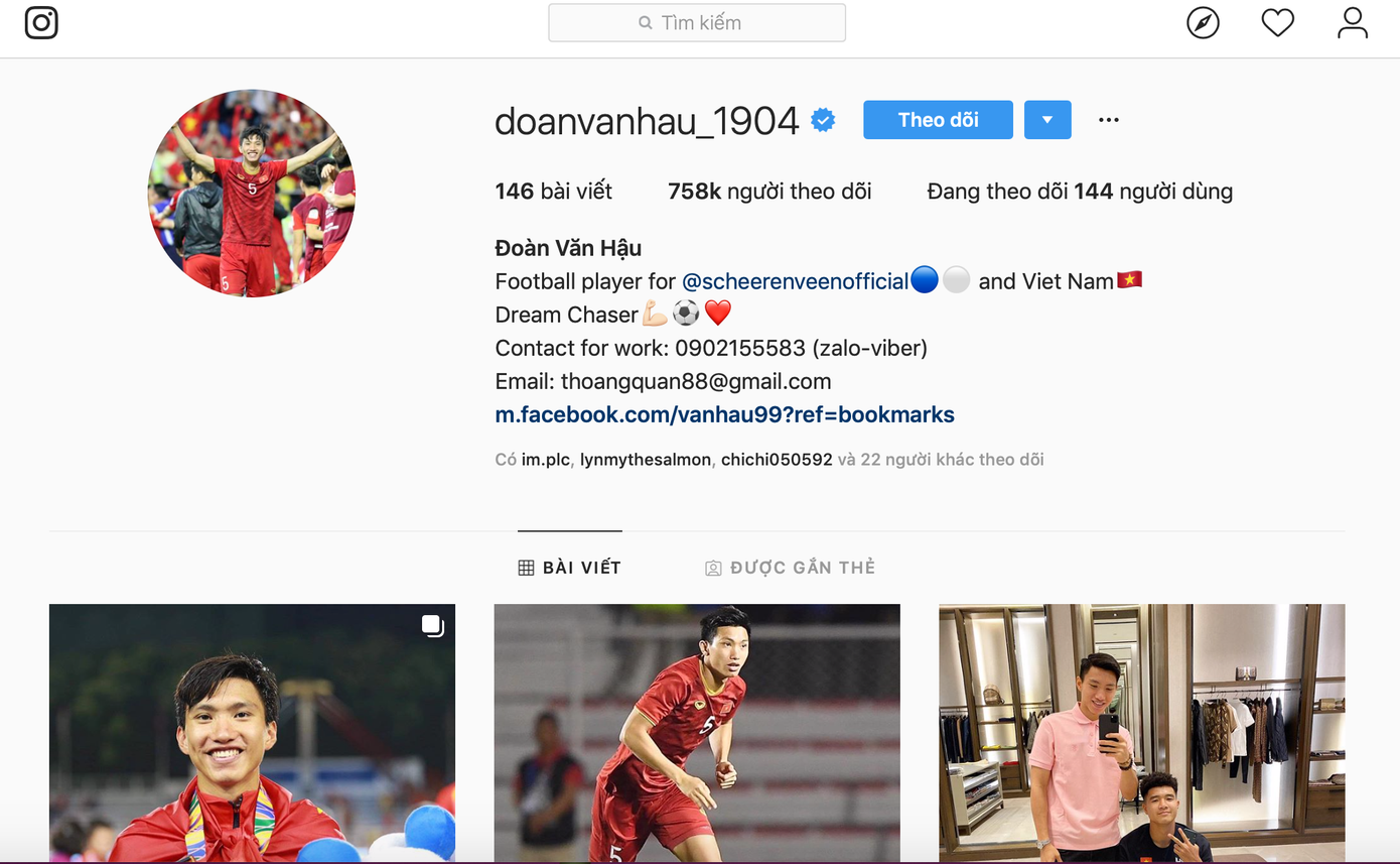 Instagram chính thức của Đoàn Văn Hậu đang có nhiều bình luận tiêu cực của người hâm mộ U22 Indonesia.