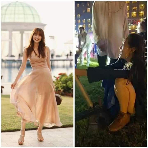 Minh Hằng vài tiếng trước và hình ảnh hoảng sợ ôm cột để không bị các nghệ sĩ khác kéo xuống nước lần nữa.