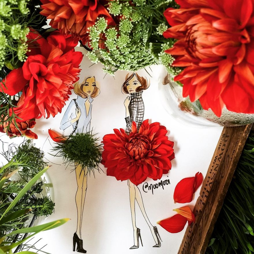 Mời bạn ngắm nhìn những bộ váy tuyệt đẹp từ cánh hoa và rau quả ảnh 12 Mời bạn ngắm nhìn những bộ váy tuyệt đẹp từ cánh hoa và rau quả ảnh 12