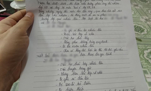 Tường trình của cô giáo H. về sự việc. (Ảnh: Mỹ Hà)