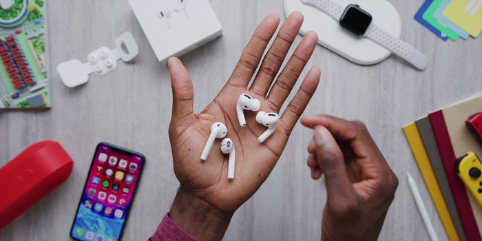 Về thiết kế, so với bản tai nghe AirPods đang bán hiện nay, thiết kế của AirPods Pro có nhiều thay đổi với phần thân tai nghe ngắn hơn, chạy chéo xuống dưới thay vì làm thẳng như thế hệ cũ.