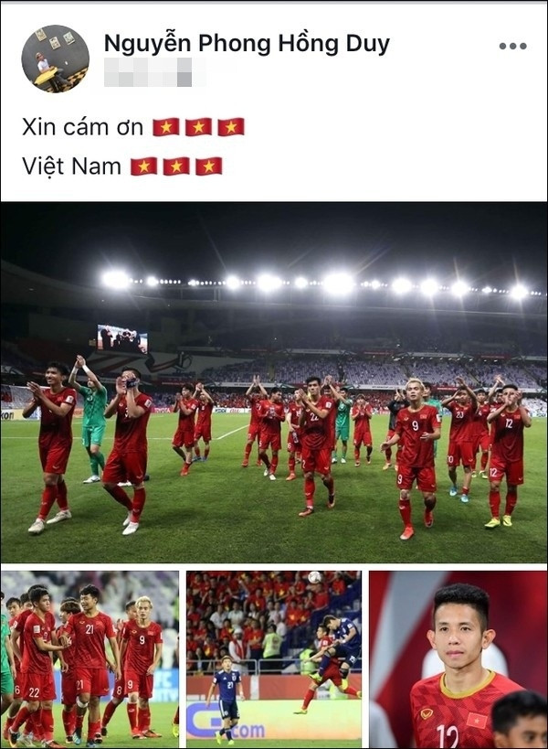 Còn cầu thủ Nguyễn Phong Hồng Duy cũng gửi lời: "Cảm ơn rất nhiều. Việt Nam".