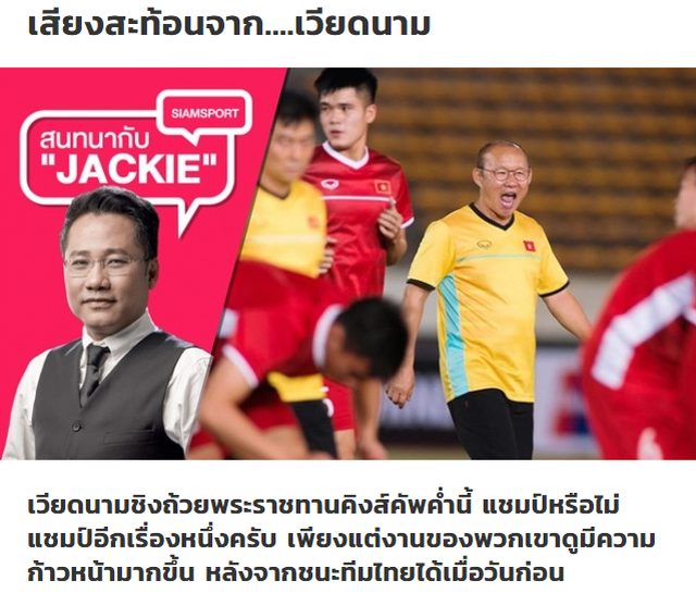 Tờ Siam Sport thừa nhận đội tuyển Việt Nam xứng đáng là số 1 Đông Nam Á.