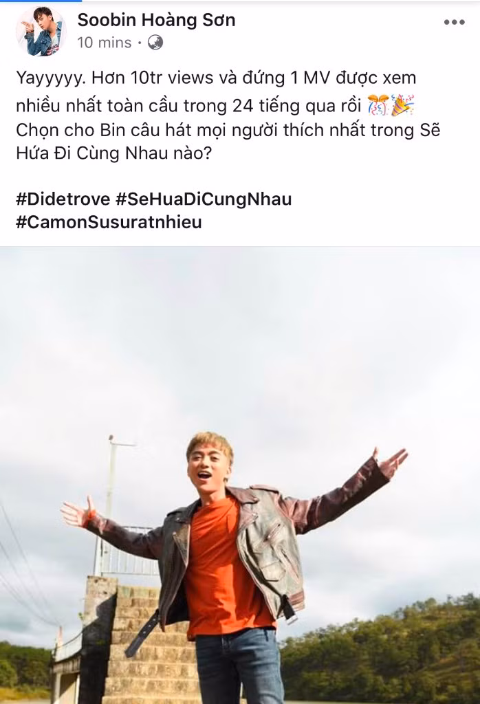Nam ca sĩ không khỏi hạnh phúc chia sẻ trên trang cá nhân.