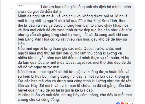 Những tranh luận khá gay gắt dưới bài đăng của Quest.