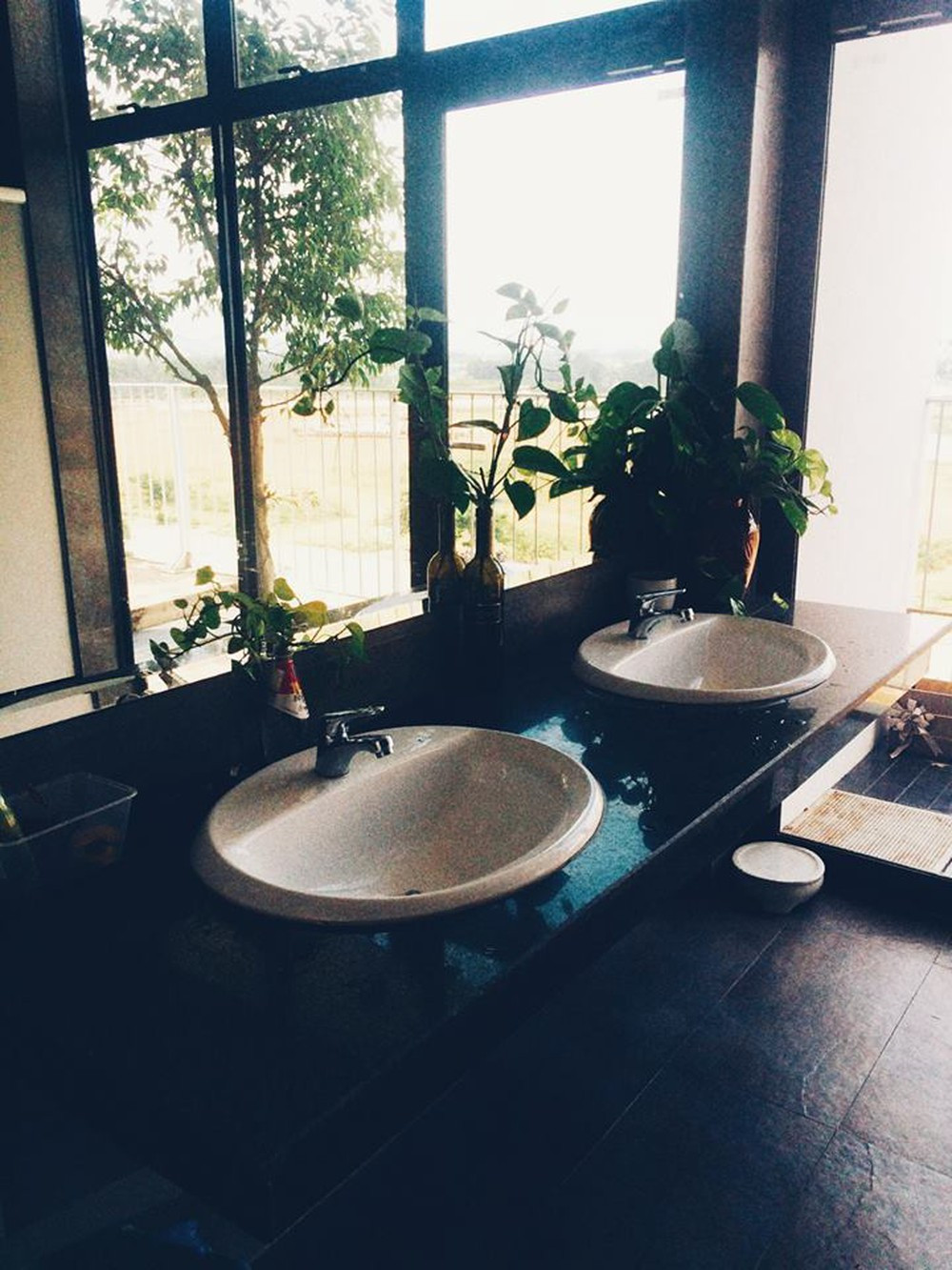 Trong khuôn viên trường có đến hàng chục nhà vệ sinh, tất cả đều trang nhã, lịch sự với tông màu trung tính.