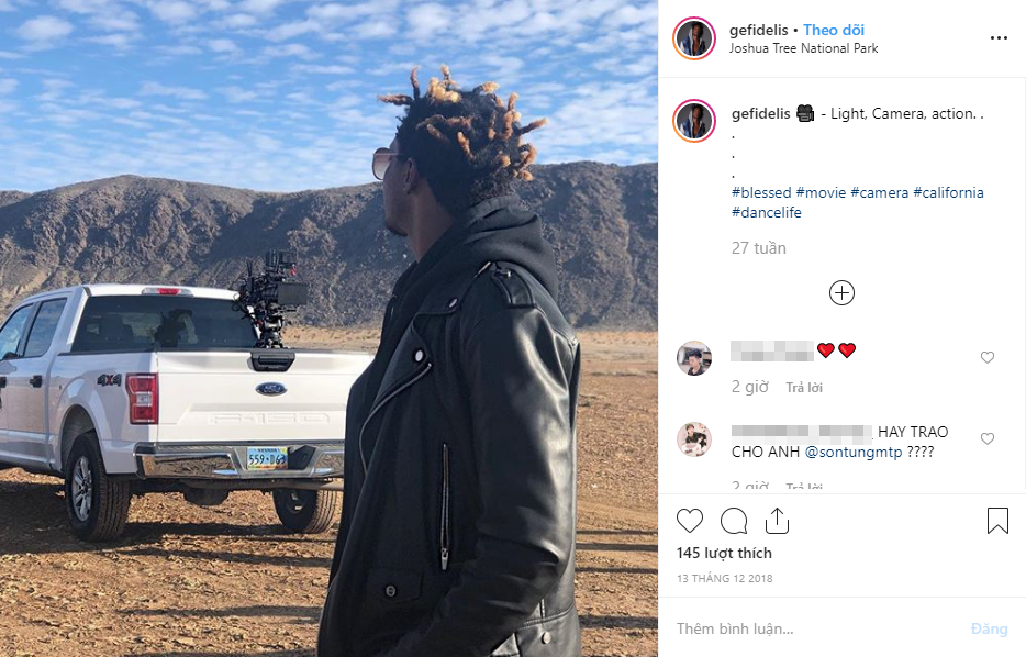 Trong một bức ảnh chụp ngày 13/12/2018, nam vũ công Geovani Fedelis đã check-in tại Công viên Quốc gia Joshua Tree thuộc tiểu bang California.