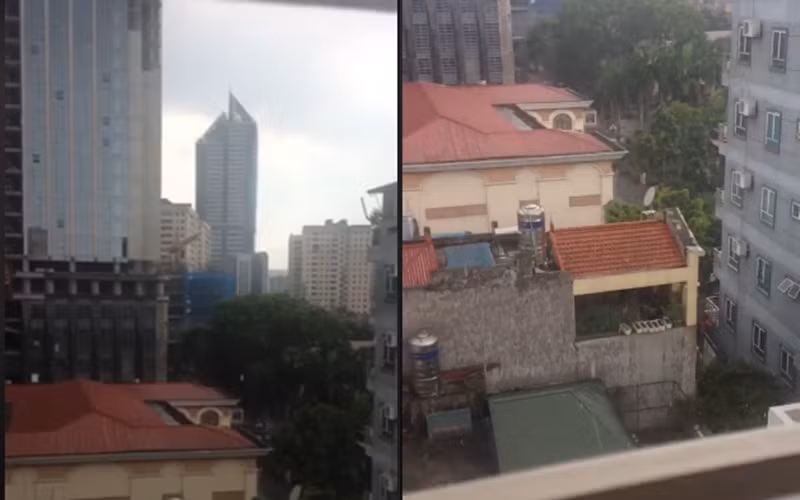 Ở Hoàng Ngân cũng xuất hiện mưa nặng hạt. (Ảnh: Linh Ado)