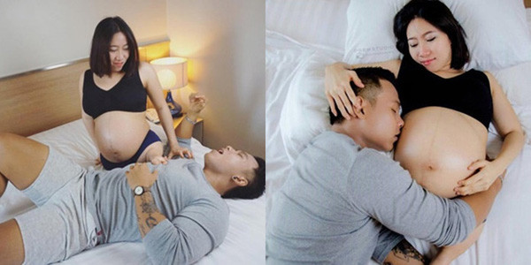 Cặp đôi chụp lại khoảnh khắc con gái sắp chào đời.