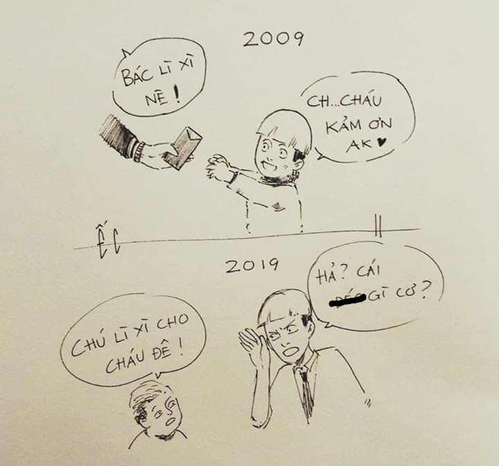 #10yearschallenge qua 10 năm qua tuổi lì xì. Nguồn: Ếch Ộp.