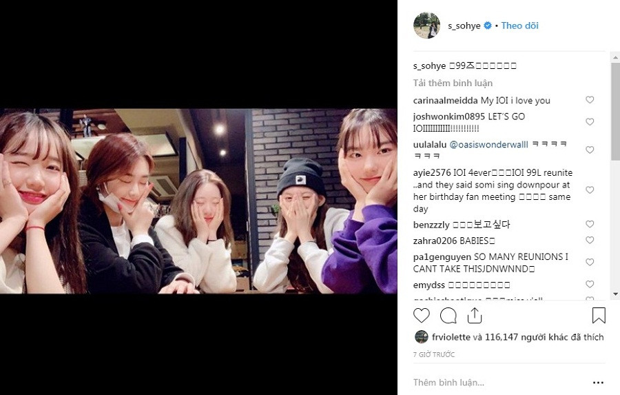 Kim So Hye đăng tải trên Instgram với chú thích “99-line”.