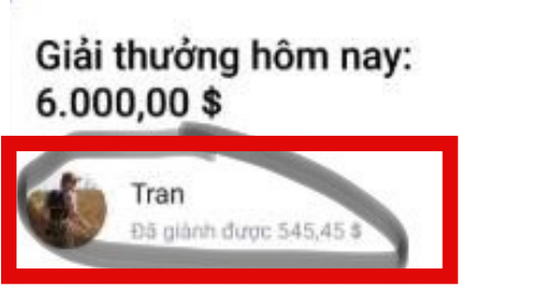 Người chơi có Facebook là Tommy Tran là một trong những cái tên xuất sắc "ẵm" giải thưởng hơn 12 triệu đồng tối qua 23/3.