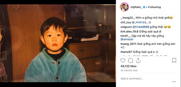 Hình ảnh Huyme ngày bé được anh chàng đăng tải trên trang cá nhân.