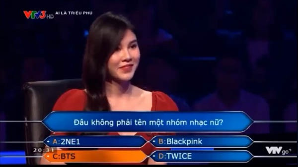 Câu hỏi chính xác về nhóm nhạc BTS trong chương trình "Ai là triệu phú"...
