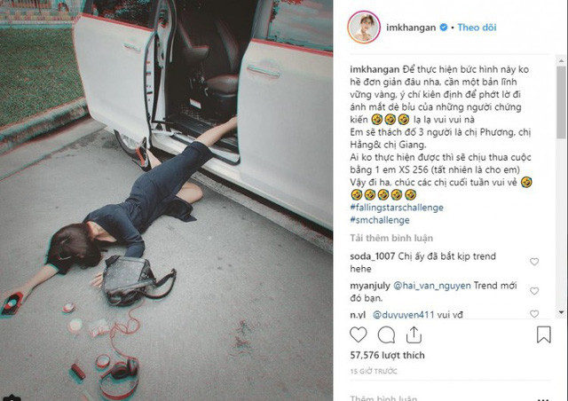 Khả Ngân tỏ ra thích thú với trào lưu mới lạ này. Không chỉ vậy, cô nàng còn thách bạn bè cùng tham gia.