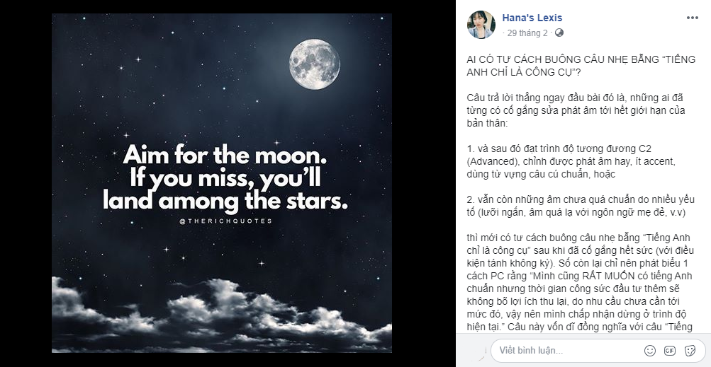 Bài đăng gây tranh cãi của Hana's Lexis.