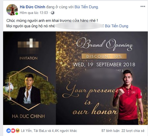 Hà Đức Chinh gửi lời chúc mừng đến Bùi Tiến Dụng.