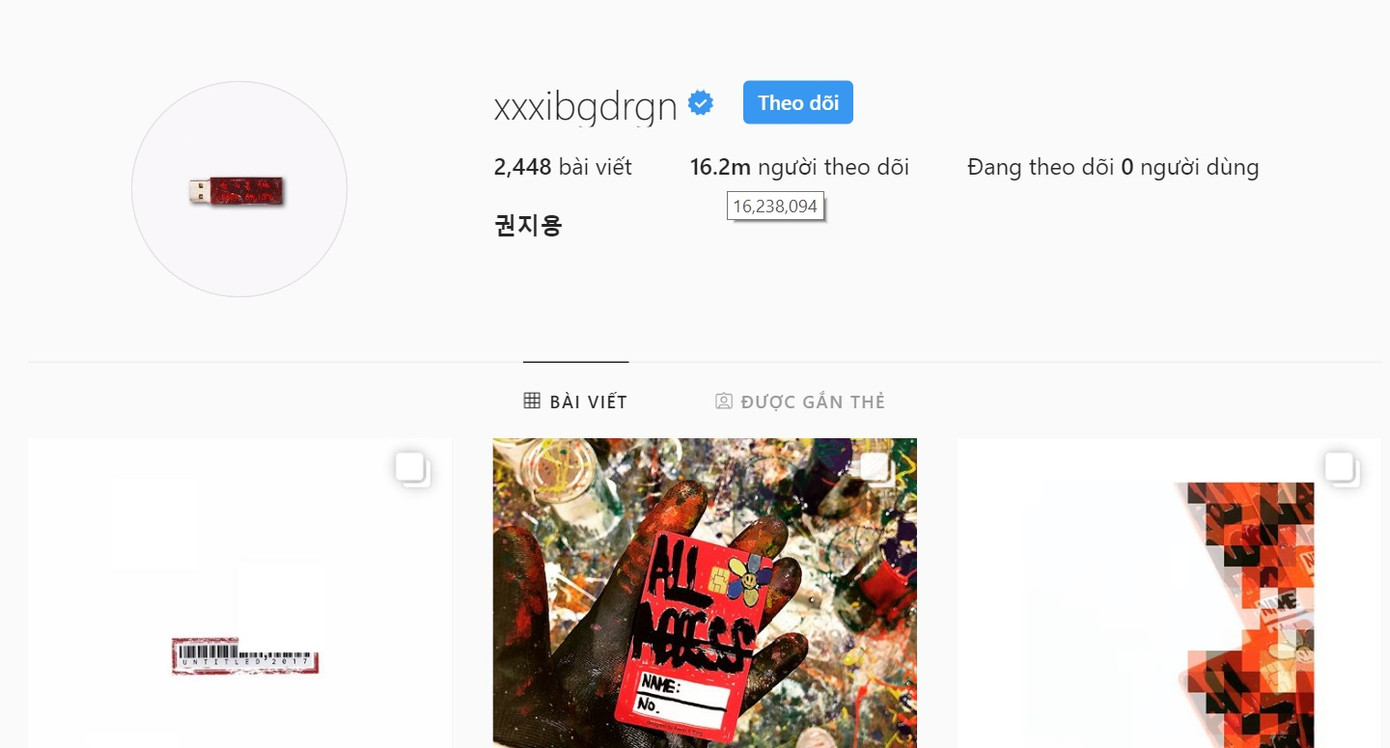 Tài khoản của G-Dragon.