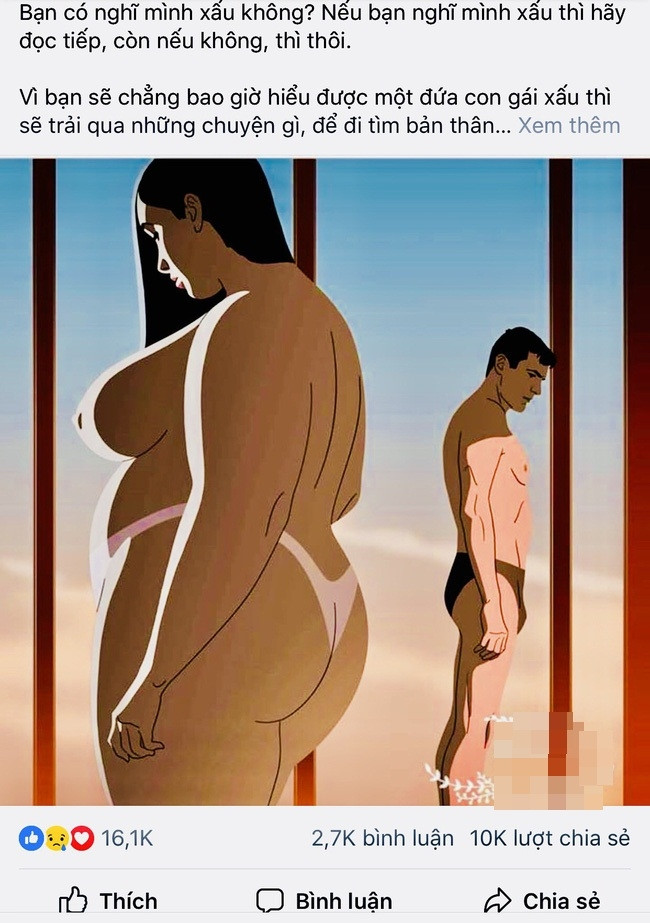 "Bạn có nghĩ mình xấu không? Nếu có thì hãy đọc tiếp": Bài viết khiến hàng nghìn người ấn nút chia sẻ. (Ảnh chụp màn hình)