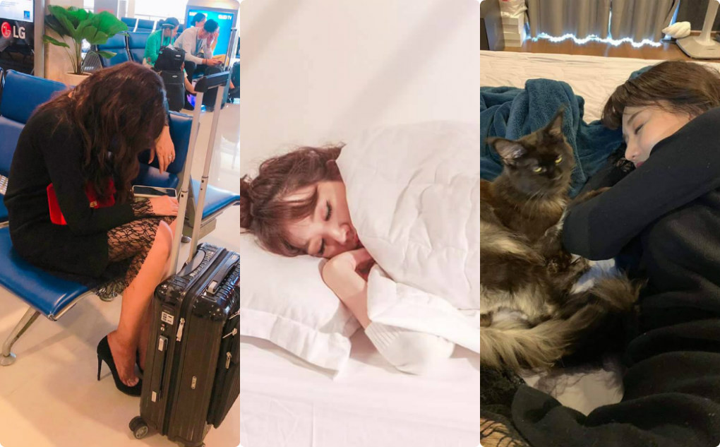 Với lịch trình dày đặc, chị Hari tranh thủ ngủ ở bất cứ chỗ nào luôn. Thương chị lắm. Nhưng mà idol đừng ngủ khi fan còn thức nha. Đây là bằng chứng nè kakaka.