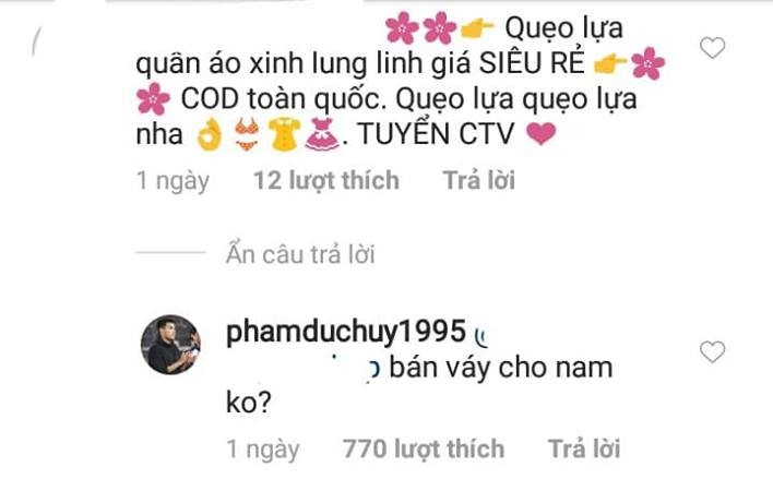 Lời hồi đáp "mặn chát" của Đức Huy tới shop quần áo "mượn" Instagram của anh chàng để quảng cáo.