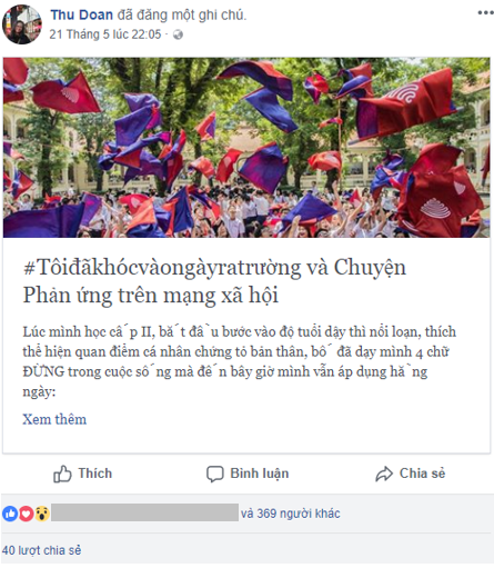 Nhiều “thần dân” của trường bày tỏ sự đồng tình, ủng hộ quan điểm của tác giả