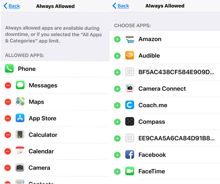 Những ứng dụng bạn đánh dấu trừ màu đỏ là những ứng dụng bạn không được phép đụng vào khi đã hết thời gian giới hạn.