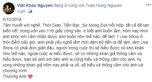 Bạn bè và đồng nghiệp động viên Tuấn Hưng.