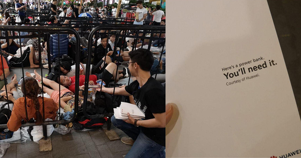 Hình ảnh Huawei tặng sạc dự phòng miễn phí cho người mua iPhone ở Hà Lan và Singapore.