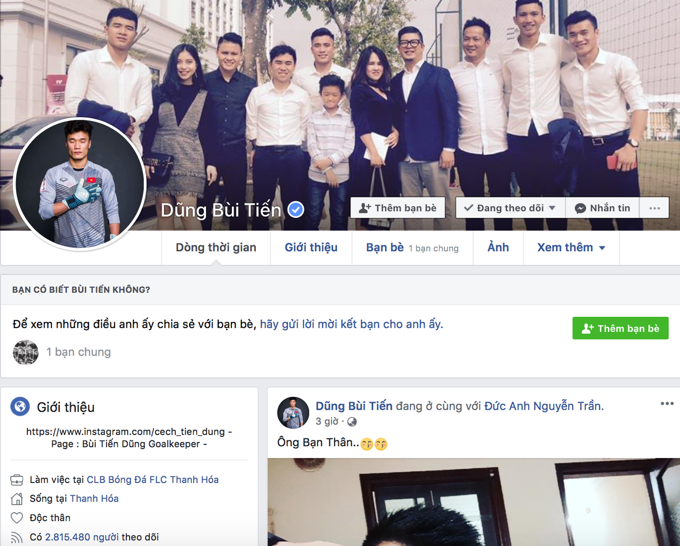 Bùi Tiến Dũng đang là cầu thủ có sức hút nhất trên mạng xã hội. Hầu hết tài khoản chính chủ của các cầu thủ Olympic Việt Nam hiện đều đã được gắn dấu tick xanh xác thực.