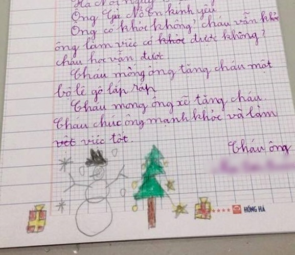 Bạn nhỏ này không quên chúc ông già Noel làm việc tốt.