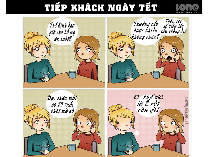 Nỗi ám ảnh tiếp đến là việc tiếp khách khi bố mẹ vắng nhà. Khi không còn gì để nói, đề tài hôn nhân quay trở lại.