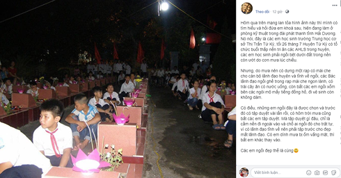 Hình ảnh các em học sinh dự lễ tri ân anh hùng liệt sĩ xuất hiện trên mạng xã hội