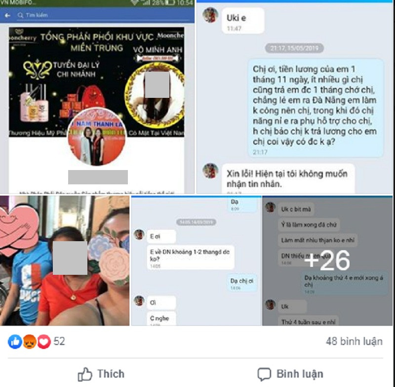 Shop mỹ phẩm không trả tiền nhân viên, còn chặn luôn số điện thoại.
