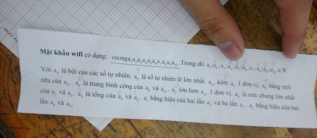 Viết hẳn một đề toán dành riêng cho Wi-Fi, chủ nhân cho thấy sự kỳ công của mình trong việc "thách đố" bất kỳ ai muốn truy cập.