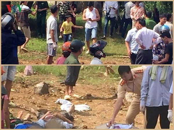 Các nạn nhân nằm la liệt dưới đất khi được người dân cùng lực lượng chức năng kéo ra khỏi xe.