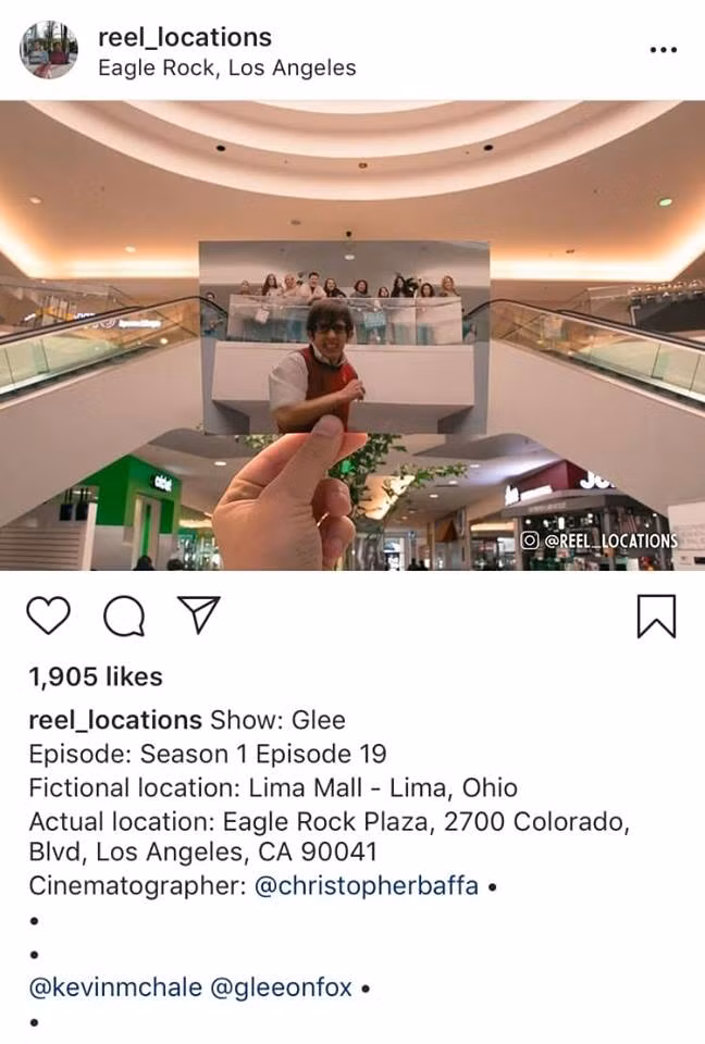 Ảnh chụp tại Trung tâm thương mại Lima - Cảnh trong show Glee - Ảnh: @Reel Locations