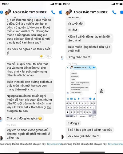 Phía dưới bài đăng của Bảo Thy, đông đảo fan hâm mộ đã chia sẻ những hình ảnh đầy đủ của cuộc trò chuyện để minh oan cho nữ ca sĩ.
