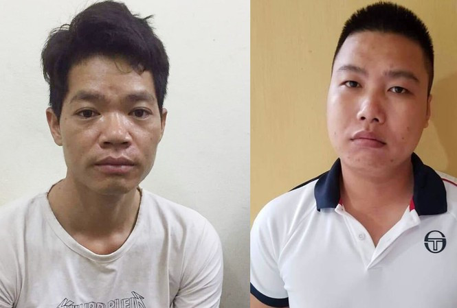 Thám và Đại (từ trái sang phải) tại cơ quan công an.