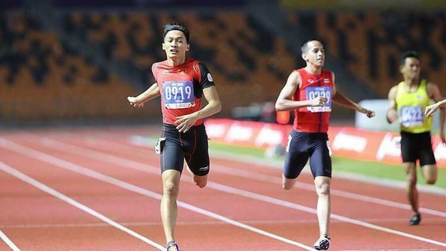 Nam vận động viên đã về đích với thành tích 46,56 giây, "giựt" được huy chương vàng thứ 65. (Ảnh: Tiền Phong)
