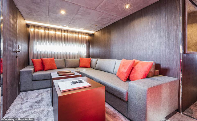 Khu vực tiếp khách khá rộng với nơi nghỉ và xem tivi cùng một ly cocktail.