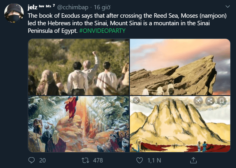 Tác phẩm Exodus nói về Moses (trong MV là RM) đã dẫn người Do Thái vào Sinai, một ngọn núi nằm ở bán đảo Sinai của Ai Cập sau khi Moses vượt qua biển Reed.