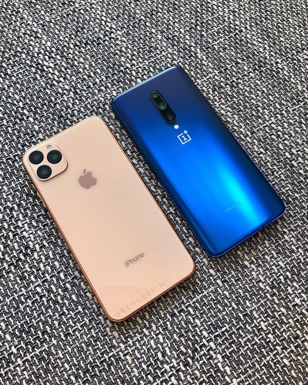 iPhone 11 bên cạnh đối thủ Oneplus 7 Pro.