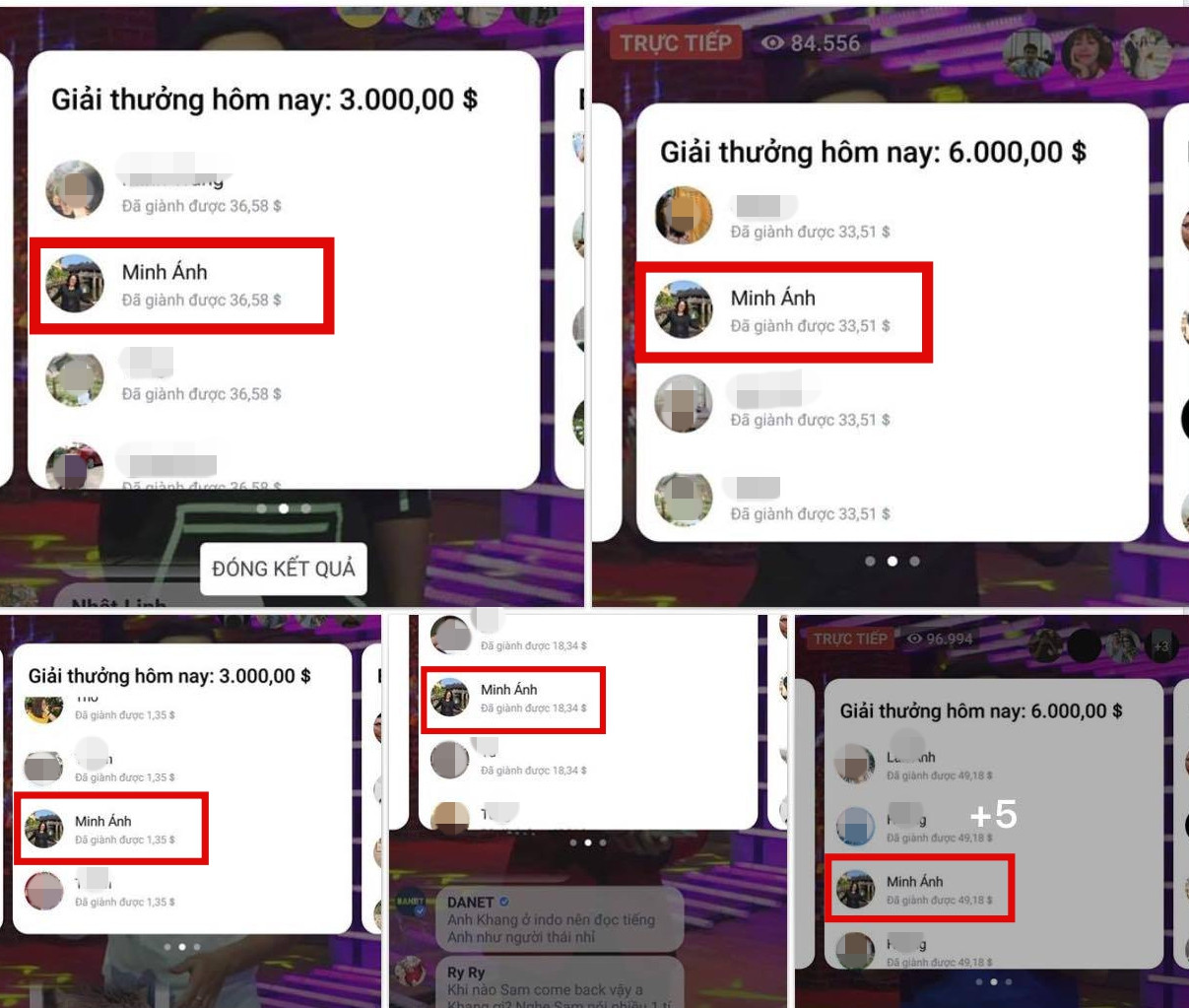Người chơi có tên Facebook là Minh Ánh chiến thắng rất nhiều số Confetti được phát sóng làm cho dân mạng không khỏi nghi ngờ.
