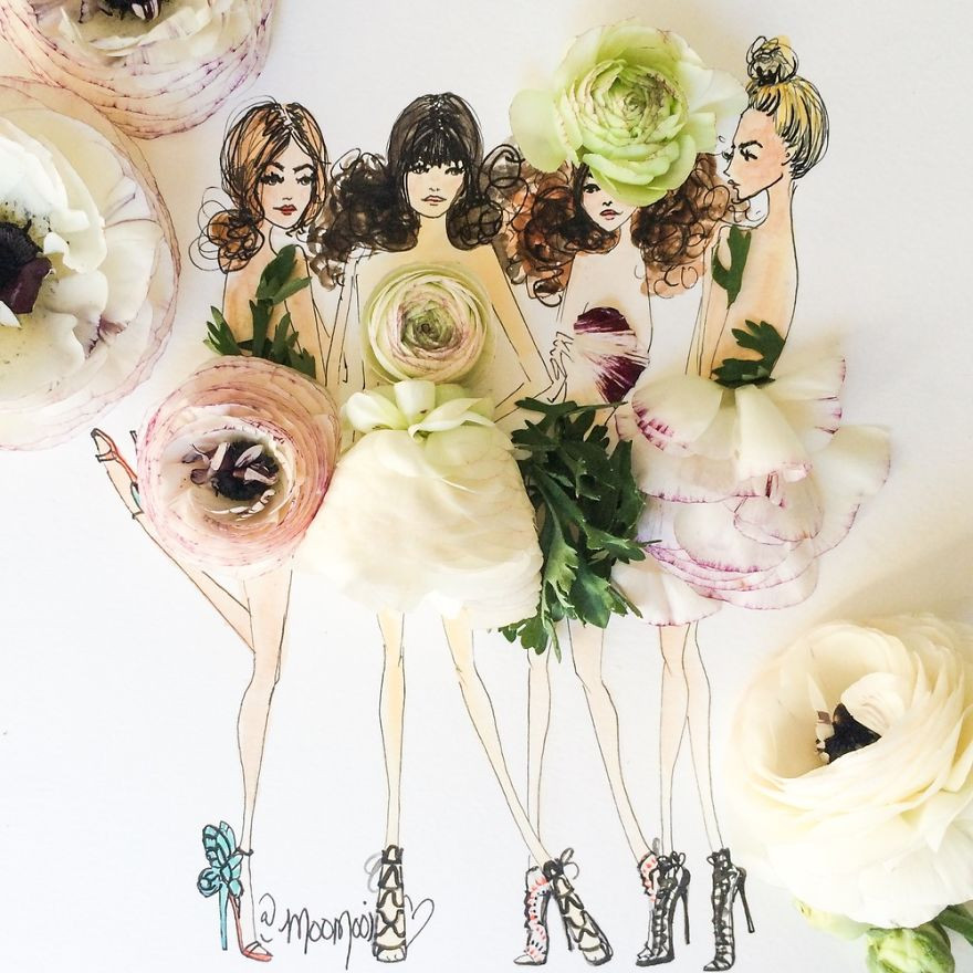 Mời bạn ngắm nhìn những bộ váy tuyệt đẹp từ cánh hoa và rau quả ảnh 6 Mời bạn ngắm nhìn những bộ váy tuyệt đẹp từ cánh hoa và rau quả ảnh 6