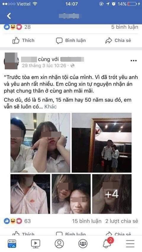 Dòng trạng thái của cô bạn gái H. vào ngày 26/3. Dòng trạng thái của cô bạn gái H. vào ngày 26/3.