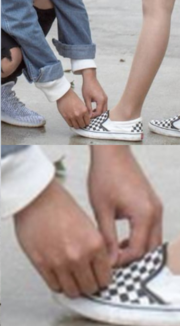 Tự nhiên đang cột mà dây giày đi đâu mất.