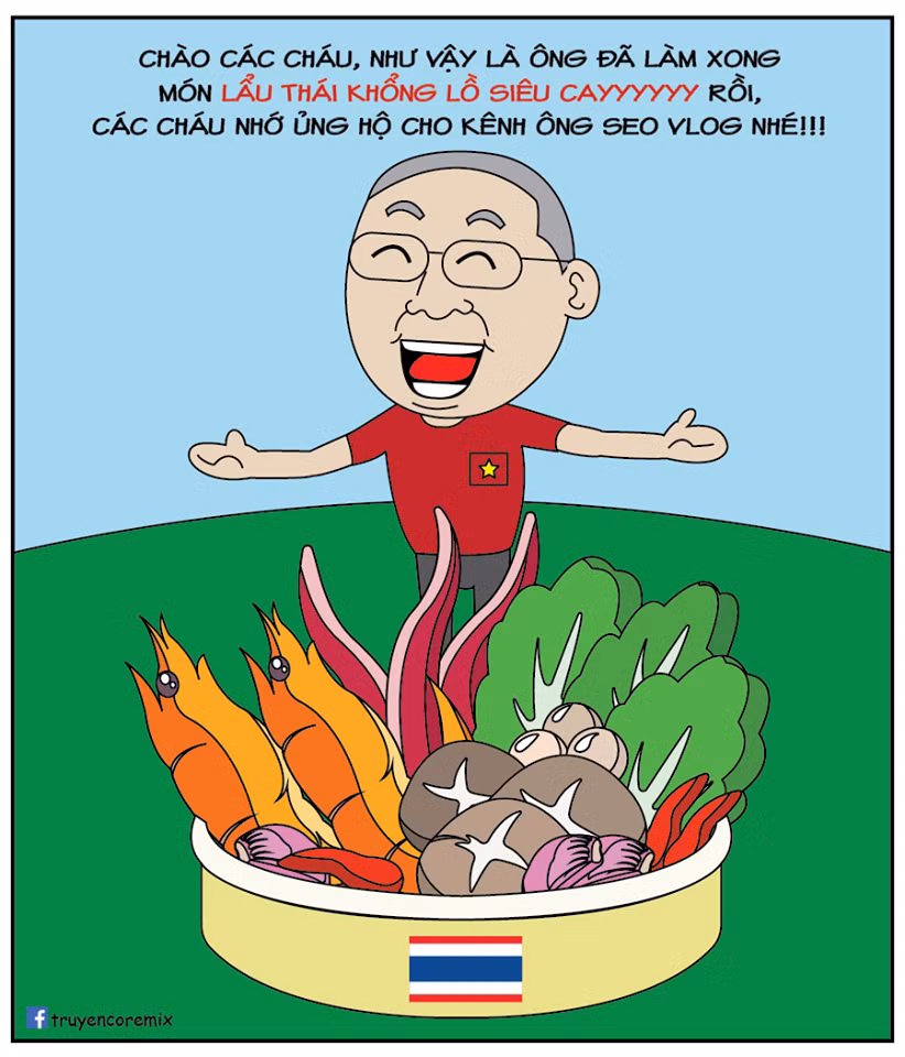 "Ông Seo Vlog" với nồi lẩu thái siêu cay khổng lồ.