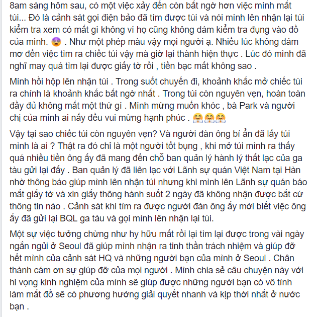 Cô không tin vào mắt mình khi nhận được chiếc túi vẫn nguyên vẹn như ban đầu.