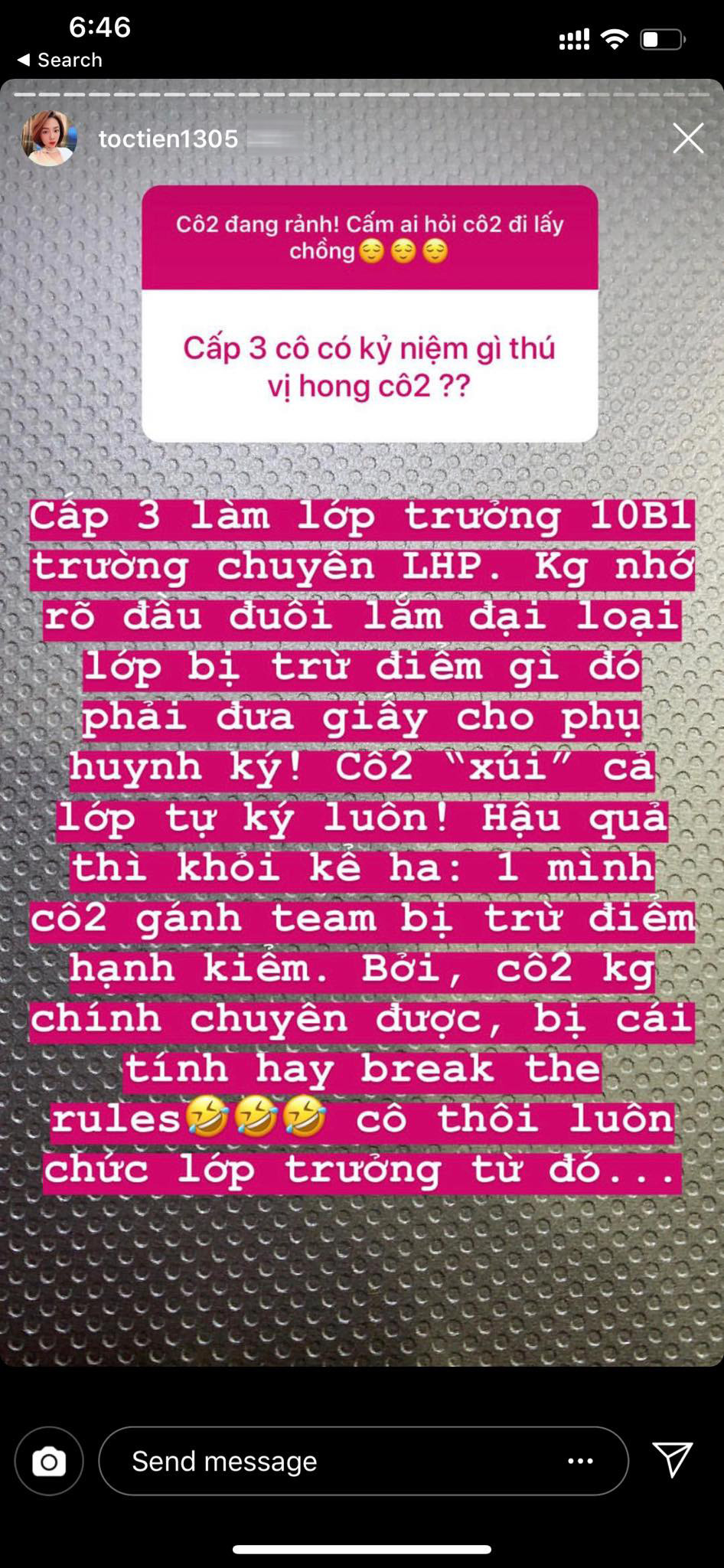 Tuổi học trò dữ dội của cô 2. Mấy đứa đừng tưởng cô 2 học trường chuyên là không có